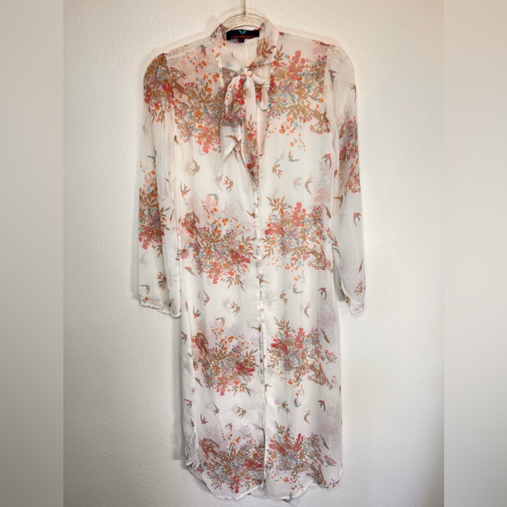 Kareena’s Sheer 100% Silk Floral Cover Up Dress Size S